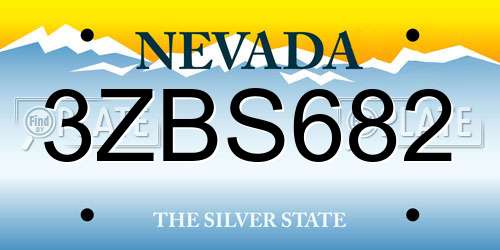 3ZBS682 Nevada License Plate