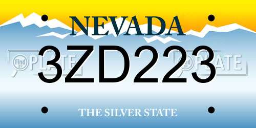3ZD223 Nevada License Plate