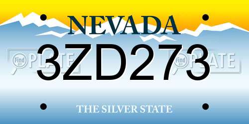 3ZD273 Nevada License Plate