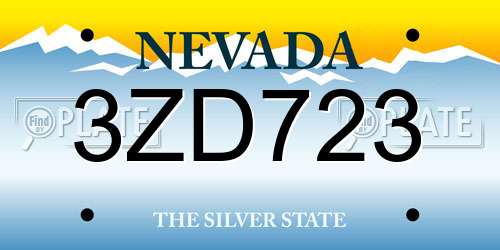 3ZD723 Nevada License Plate