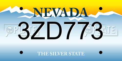 3ZD773 Nevada License Plate