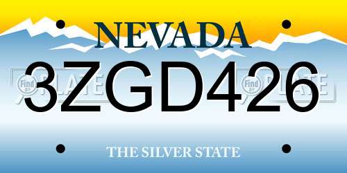 3ZGD426 Nevada License Plate