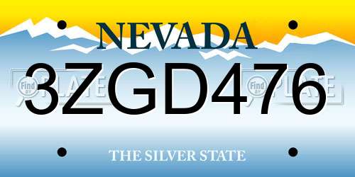 3ZGD476 Nevada License Plate