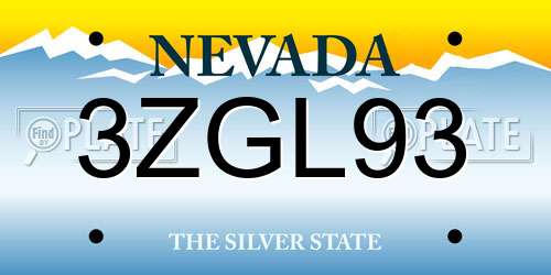 3ZGL93 Nevada License Plate