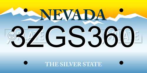 3ZGS360 Nevada License Plate