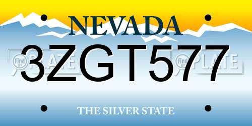 3ZGT577 Nevada License Plate
