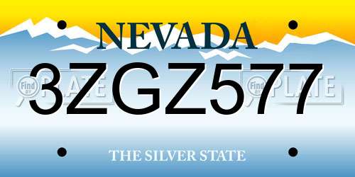 3ZGZ577 Nevada License Plate