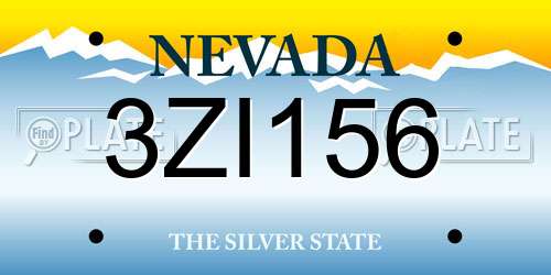3ZI156 Nevada License Plate