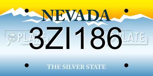 3ZI186 Nevada License Plate