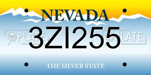 3ZI255 Nevada License Plate