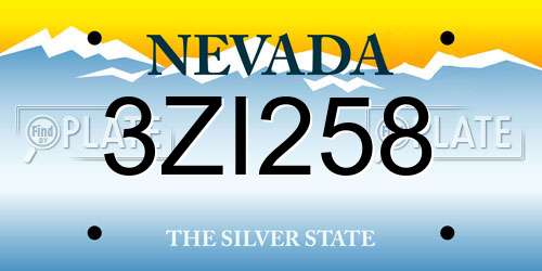 3ZI258 Nevada License Plate