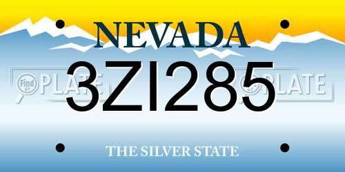 3ZI285 Nevada License Plate
