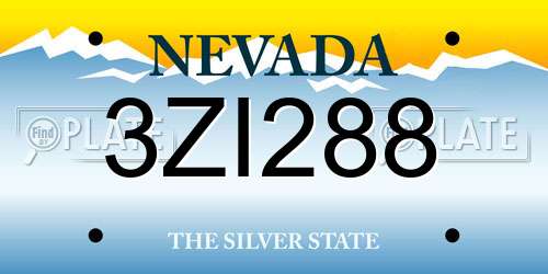 3ZI288 Nevada License Plate