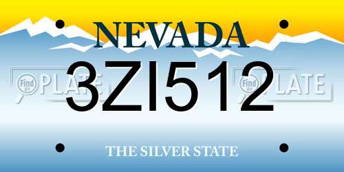 3ZI512 Nevada License Plate