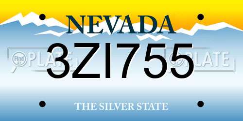 3ZI755 Nevada License Plate
