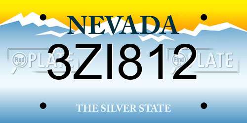 3ZI812 Nevada License Plate