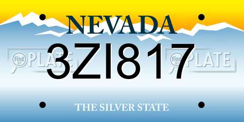 3ZI817 Nevada License Plate