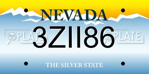 3ZII86 Nevada License Plate