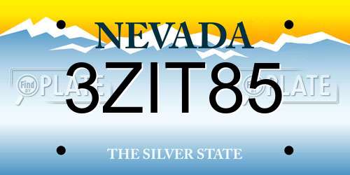 3ZIT85 Nevada License Plate