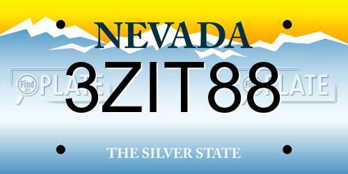 3ZIT88 Nevada License Plate