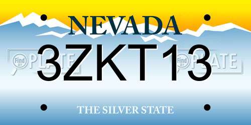3ZKT13 Nevada License Plate