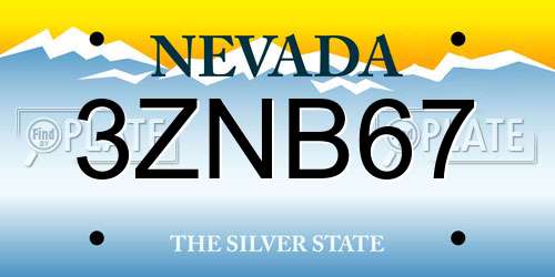 3ZNB67 Nevada License Plate