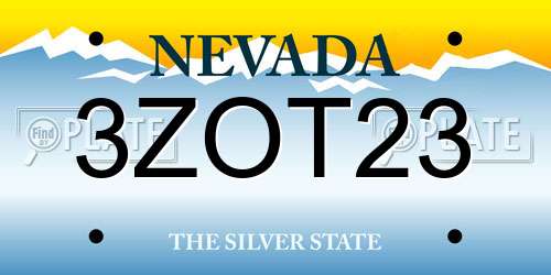 3ZOT23 Nevada License Plate