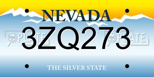 3ZQ273 Nevada License Plate