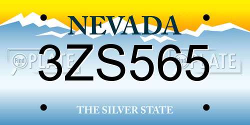 3ZS565 Nevada License Plate