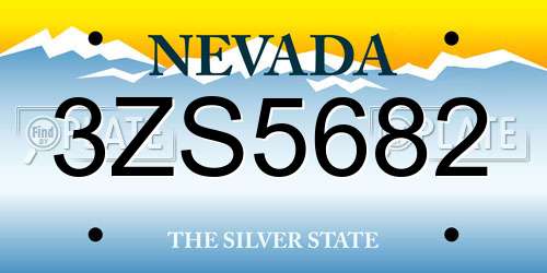3ZS5682 Nevada License Plate