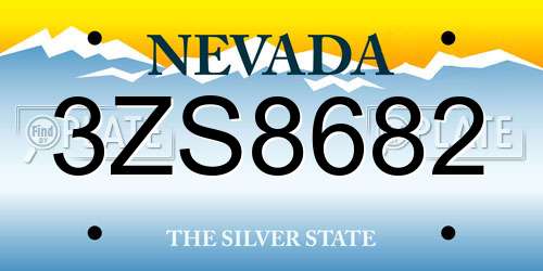3ZS8682 Nevada License Plate
