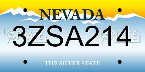3ZSA214 Nevada License Plate