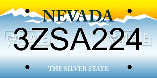 3ZSA224 Nevada License Plate