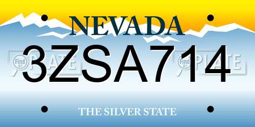 3ZSA714 Nevada License Plate
