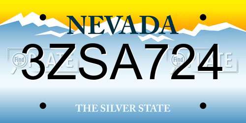 3ZSA724 Nevada License Plate