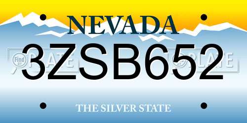 3ZSB652 Nevada License Plate