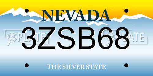3ZSB68 Nevada License Plate