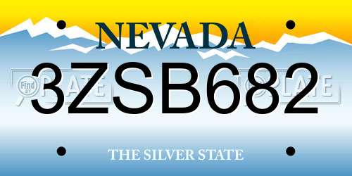 3ZSB682 Nevada License Plate