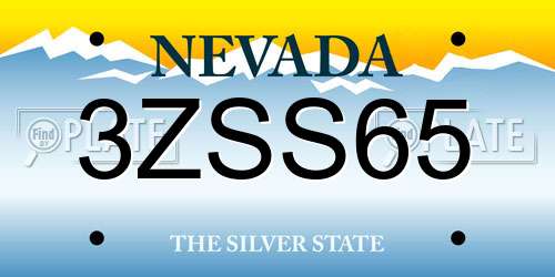 3ZSS65 Nevada License Plate