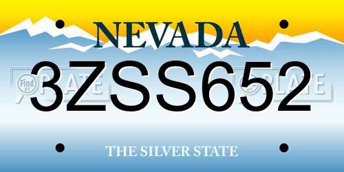 3ZSS652 Nevada License Plate