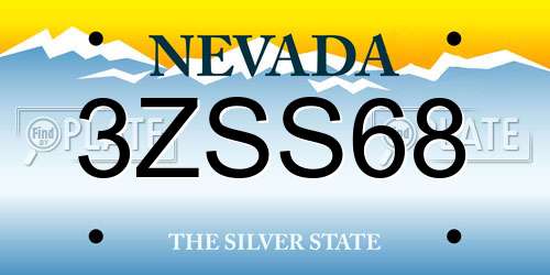 3ZSS68 Nevada License Plate