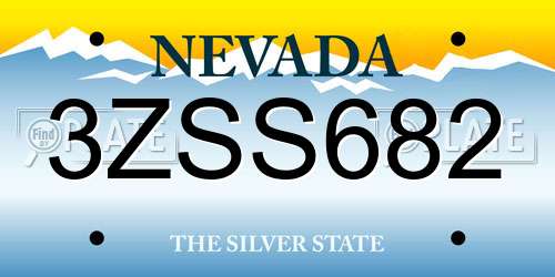 3ZSS682 Nevada License Plate