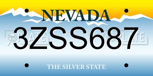 3ZSS687 Nevada License Plate
