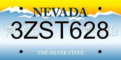 3ZST628 Nevada License Plate
