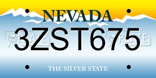 3ZST675 Nevada License Plate