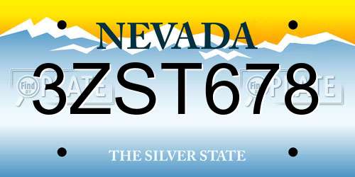 3ZST678 Nevada License Plate