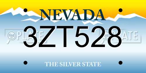 3ZT528 Nevada License Plate