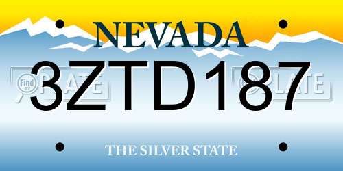 3ZTD187 Nevada License Plate