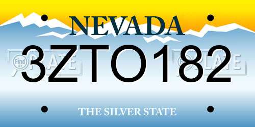 3ZTO182 Nevada License Plate