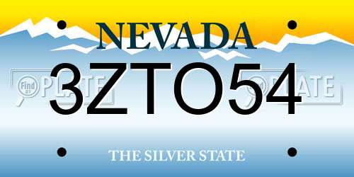 3ZTO54 Nevada License Plate